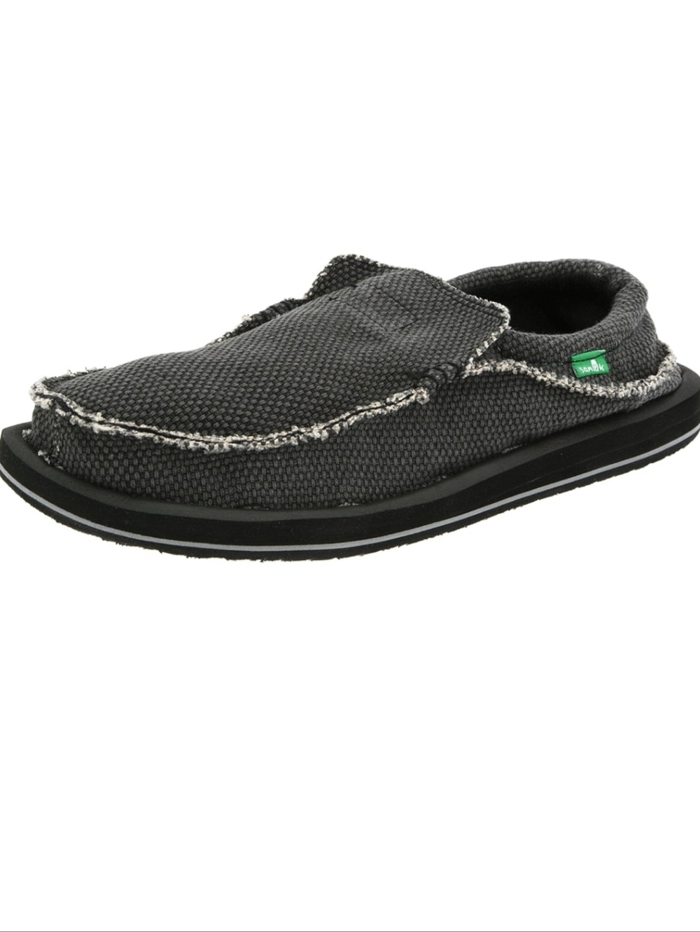 Sanuk Charcoal Black Woven Slip-On Moc